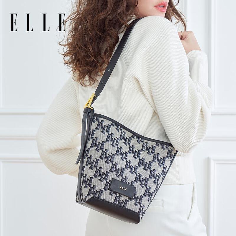 ELLE Women s Monogram Fabric Bucket Shoulder Bag 6450₽