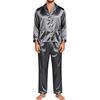 Men's Matching Couple Pajama Set Long Sleeve Button-Down Top and Pants Loungewear Sleepwear Set for Home