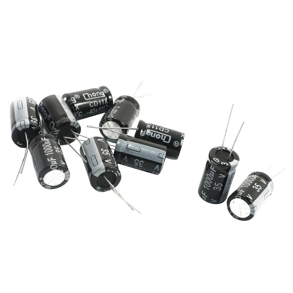 10 Piezas 1000uf 35v 105 ° c Condensador electrolítico Radial 10x20mm