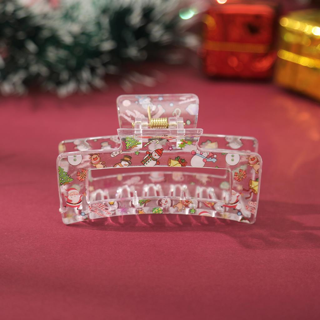 AWAYTR Christmas Pattern Hair Claws Acrylic Square Hair Clips Crab For Women Girl Gift Hair Accessories Festival Headwear