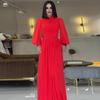 2024 Autumn Women's Solid Color Elegant Slimming Long Dress with Semi-High Neck