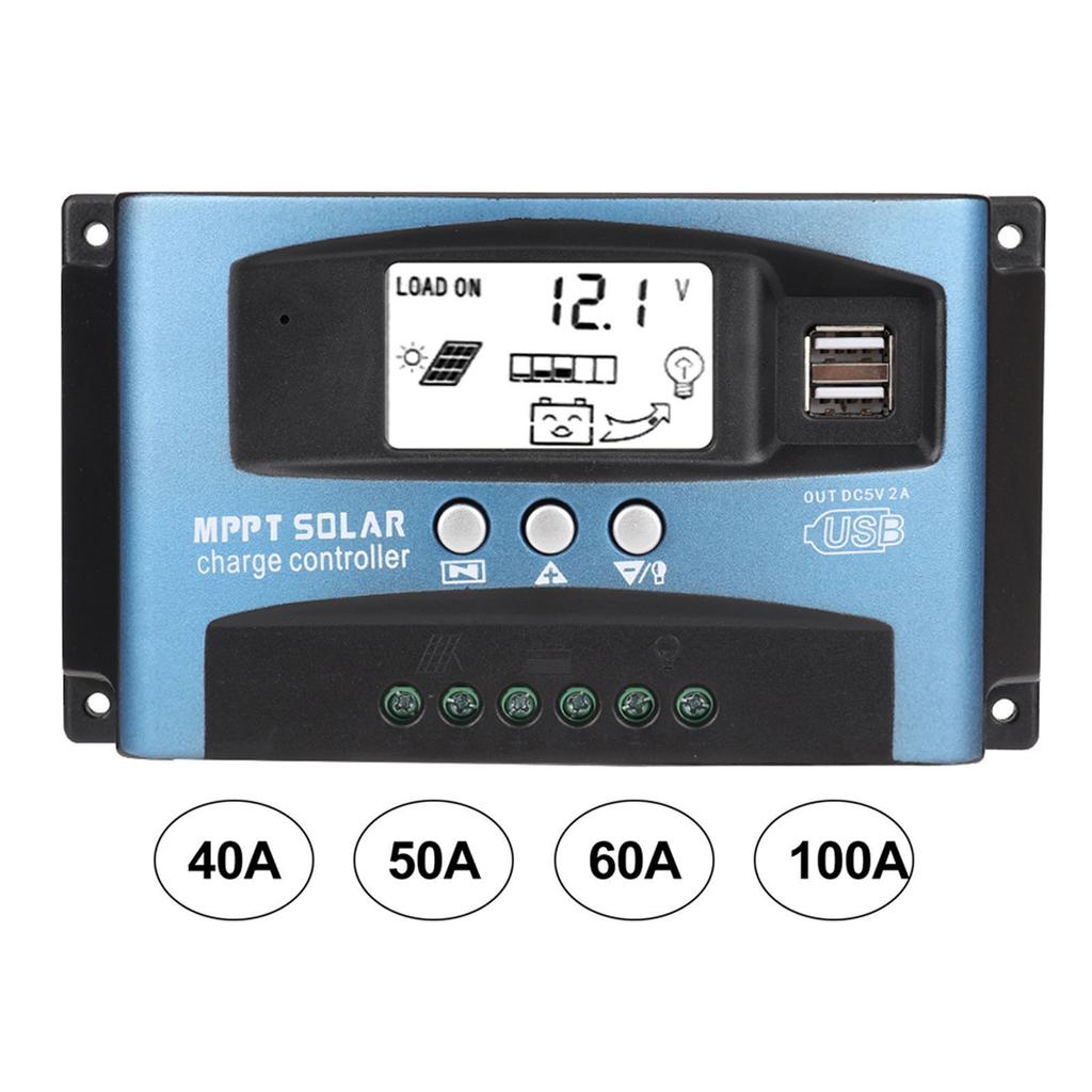 MPPT 40/50/60/100A Solar Controller Dual USB LCD Display 12V 24V MPPT Solar Battery Controller Solar Controller