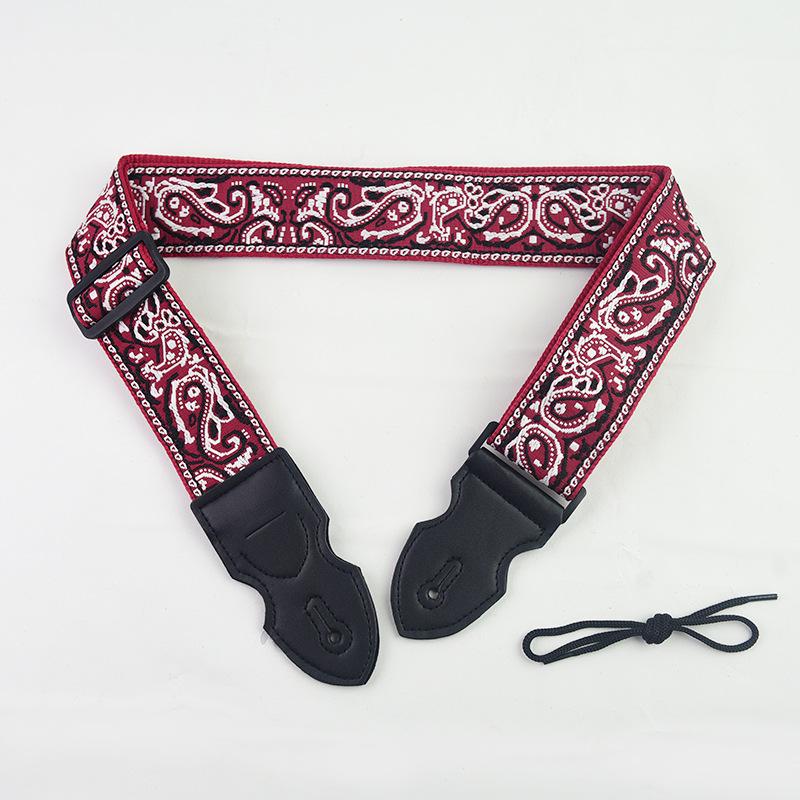 Adjustable Guitar Strap Embroidered Print Ethnic Style Guitar Strap For Folk Electric Guitar Bass Ukulele Guitar Accessories