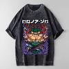 Summer New One Piece Zoro Cotton Graphic Print Vintage Washed T Shirt Men Women Streetwear Oversized T-shirt Harajuku Hip Hop Punk T-shirt