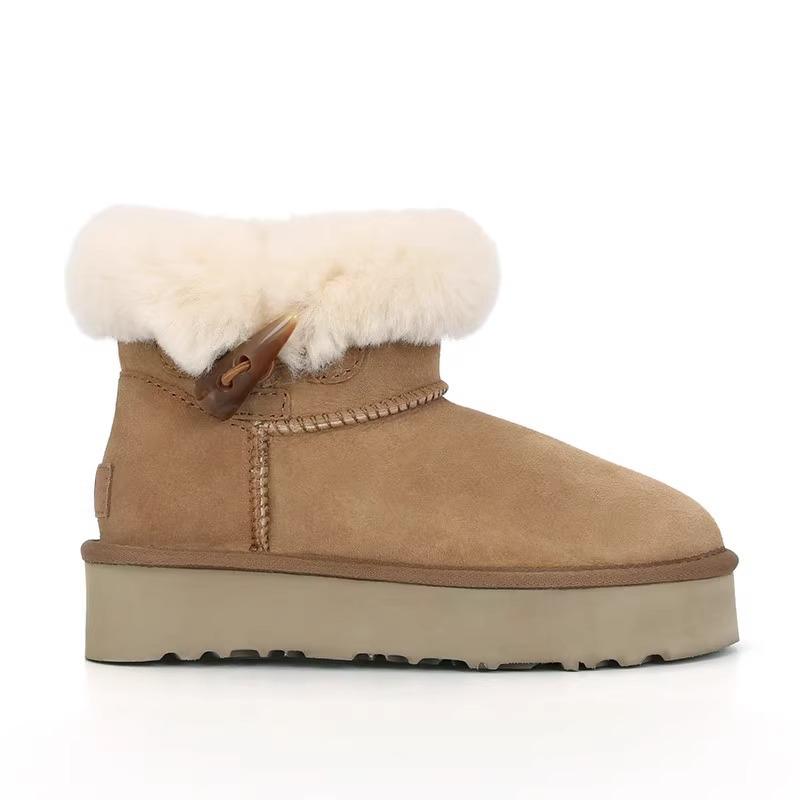 Sangpo Women's Shearling Duffle Coat Snow Boots - Warm Mid-Calf, Thick Sole, Furry Winter Cotton Boots