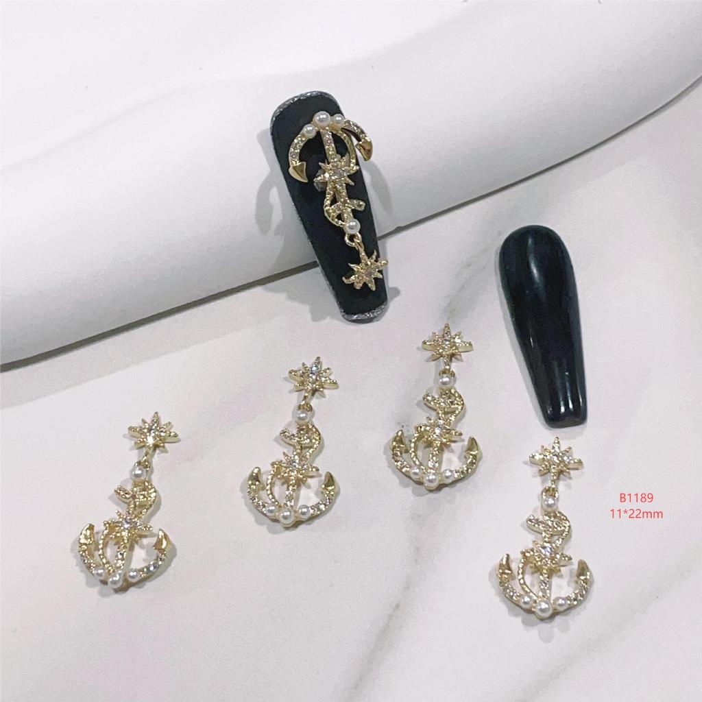 Chrome Hearts Cross Punk Retro Metal 32 DIY Wearable Nail Art Doll Accessories Zircon Manicure Jewelry