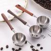 Measuring Spoon with Wood Handle, Stainless Steel Baking Scoop, Coffee Bean Milk Powder Teaspoon for Sugar Spice, Kitchen Gadget