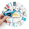 52-Piece Waterproof Cartoon Boarding Pass & Airplane Ticket Stickers Set