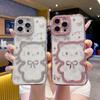 Electroplating Three-dimensional Point Drill Cute Cat iPhone16Promax Mobile Phone Case for Apple 15 Bow 14/13