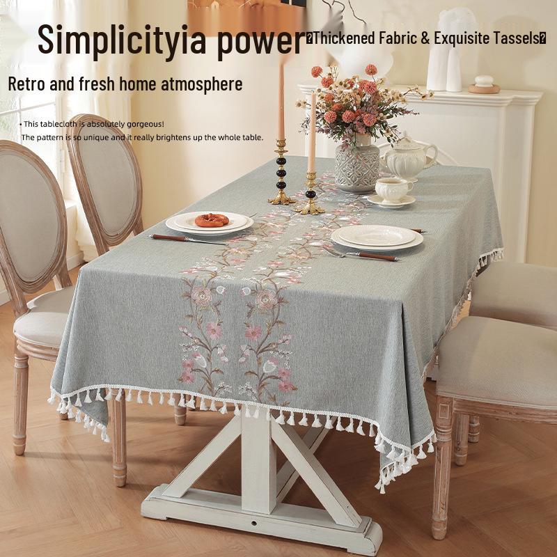 Modern Minimalist Cotton-Linen Tablecloth and Mat Set for Dining, Coffee, and Picnic