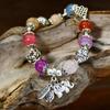 GemChic Women's Ethnic Colored Agate Crystal Elephant Pendant Alloy Flower Beads Bracelet Classical Retro Birthday Christmas Jewelry Gift