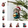 Akrylowy Świąteczny Kot Wisiorek 2D Wiszący Wisiorek Kreatywne Ozdoby Świąteczne Navidad