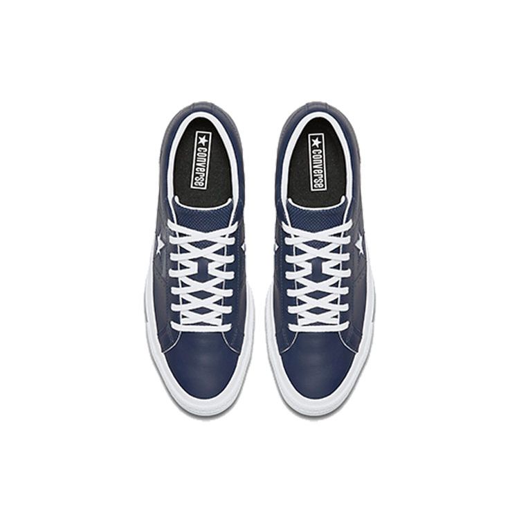 Converse One Star Perforated Leather Low Top Navy Star Non-Slip Wear-Resistant Low-Top Skate Shoes Unisex sneaker Gray-Blue 158463C