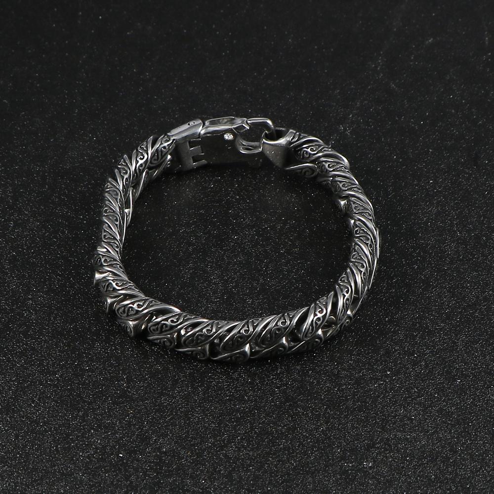 Wielorozmiarowa Vintage Męska Bransoletka Łańcuchowa Cuban Link Punkowa Stal Nierdzewna Męska Opaska na Nadgarstek Bransoletki Bangle Biżuteria Wikingowska