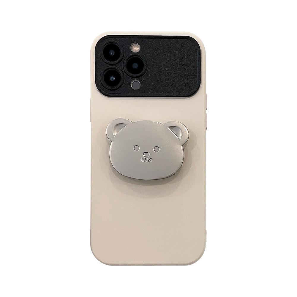 Metal Bear Bracket Suitable for 13ProMax IPhone Case IPhone 15 Cartoon 14 All Inclusive 16 Soft Huawei