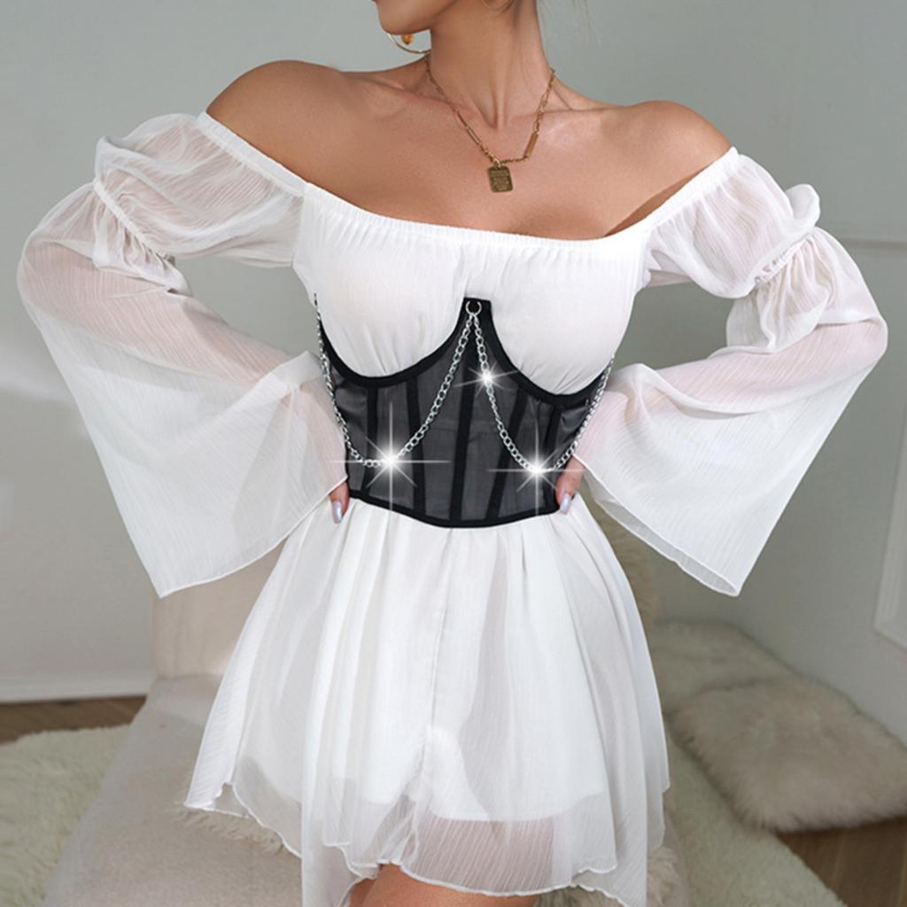 Mesh Splicing Chain Sexy Underwear Wrapped Chest Waist Slim Sexy Inner Wear
