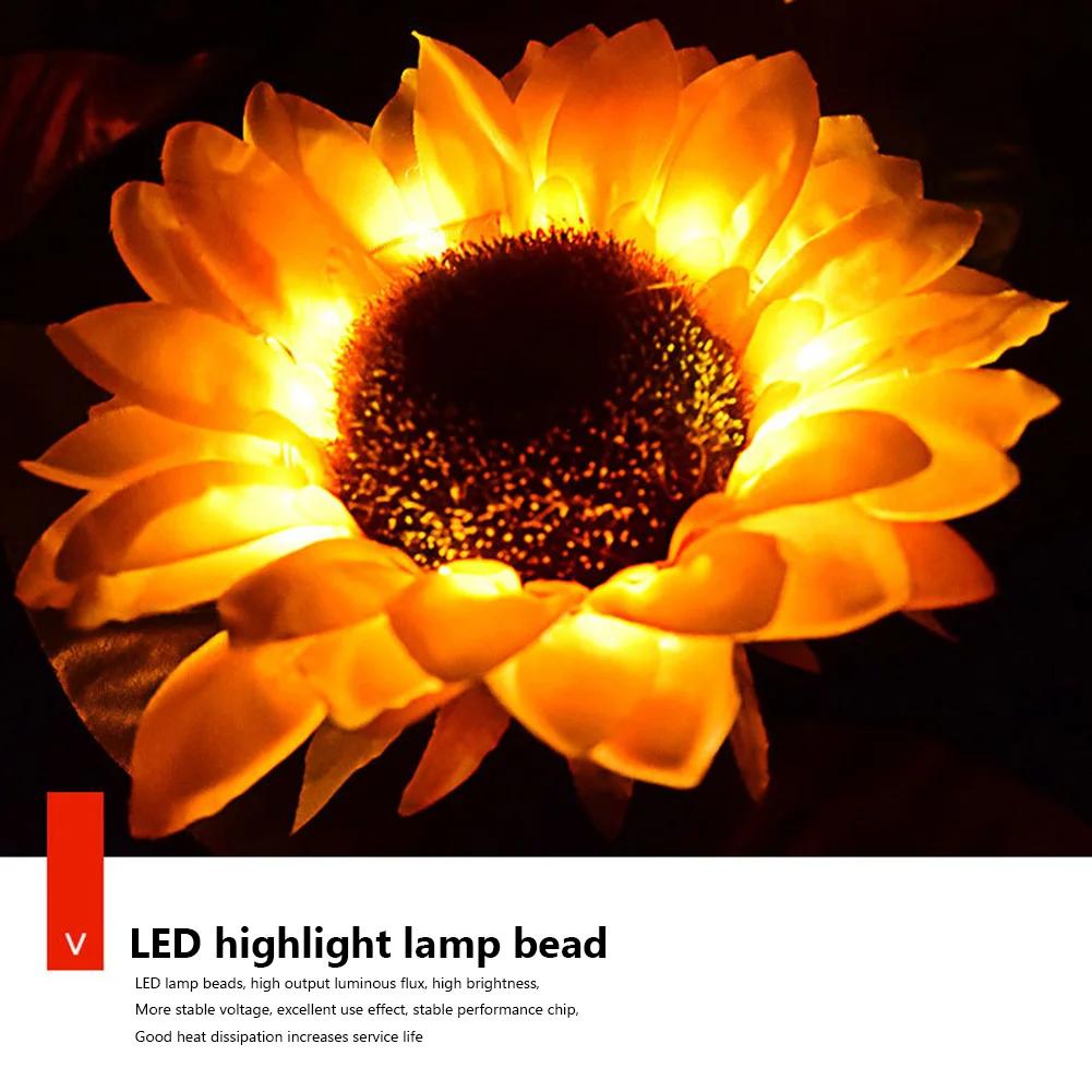LED Sunflower Landscape Lighting Waterproof Solar Lawn Walkway Lighting Easy Installation Automatic Switch for Courtyard