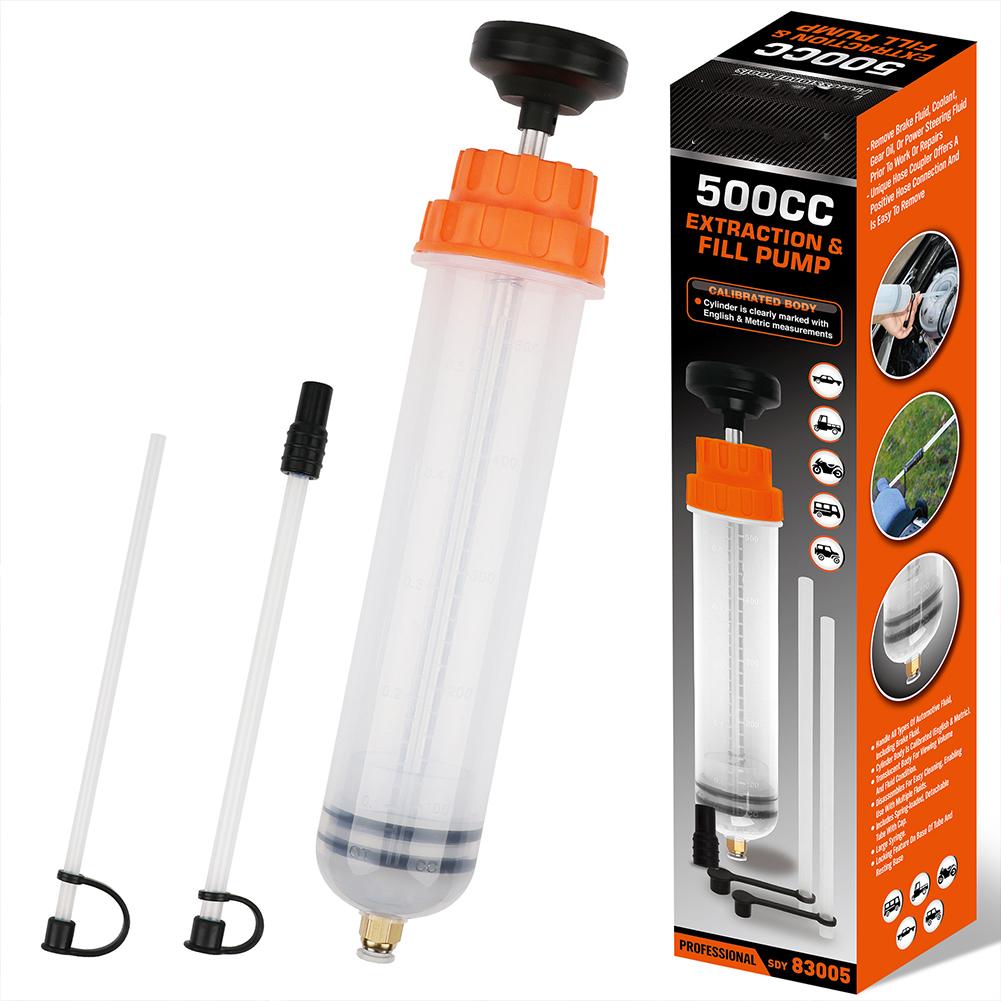 

500ML Car Oil Fluid Extractor Filling Syringe Bottle Transfer Fuel Extraction Liquid Oil Auto Manual Brake Oil Pump