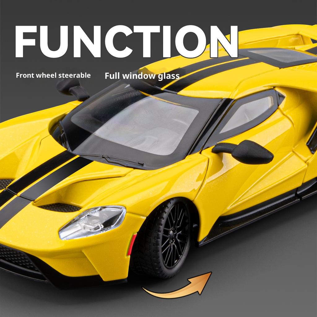 Large 1/24 Ford GT Car Model Alloy Simulation Supercar Collection Ornaments Children's Toy Car Boy Holiday Gift