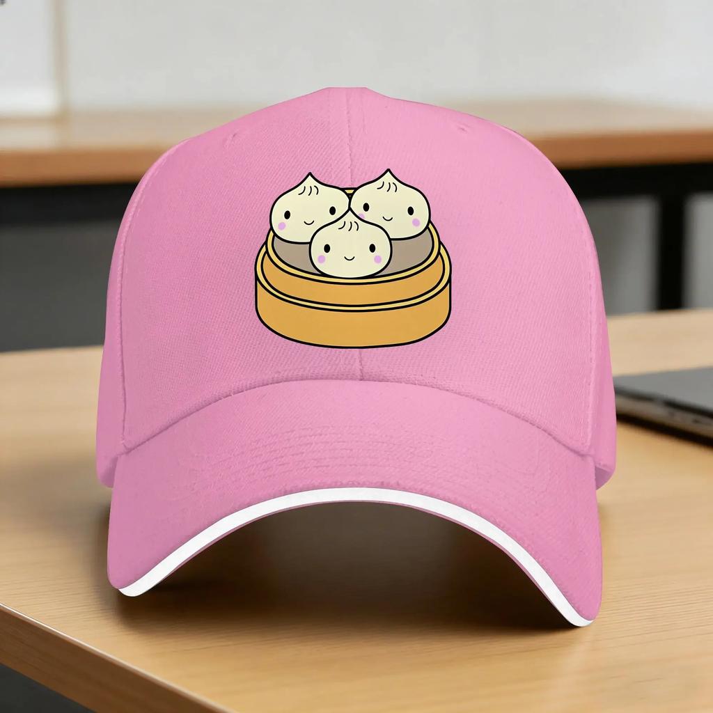 Kawaii Dim Sum Chinese Food Dumpling Xiao Long Bao Baseball Cap Outdoor Sports Adjustable Trucker Hat Men Adult Baseball Caps