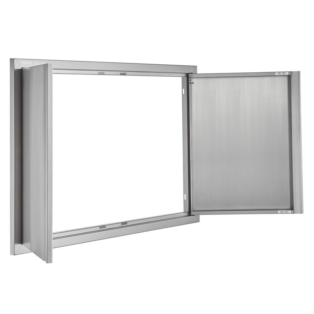 BBQ Access Door, 914x610 Mm Double Outdoor Kitchen Door, Stainless Steel Flush Mount Door, Wall Vertical Door with Recessed Handles , for BBQ Island,