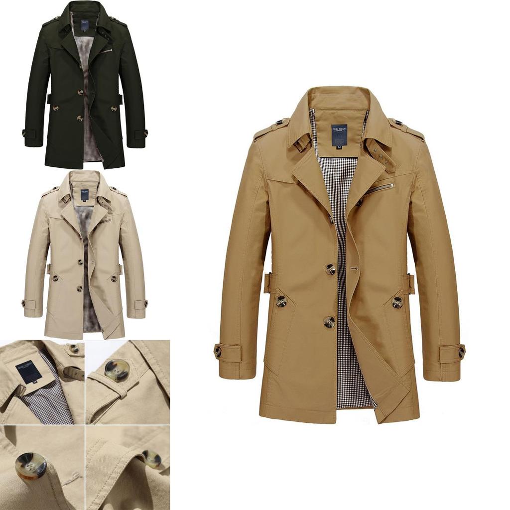 Men's Winter Mid-long Jacket Stylish Casual Overcoat With Lapel Collar And Epaulet Design