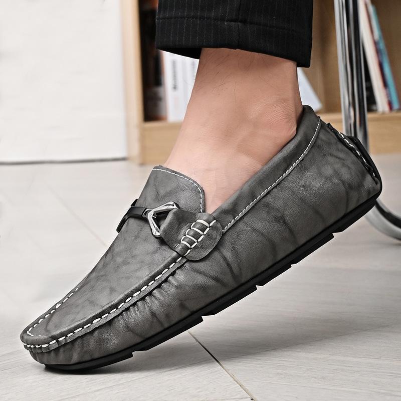 

2025 new cowhide Doudou shoes male spirit guy Guangdong retro soft leather soft sole one pedal casual shoes men 45