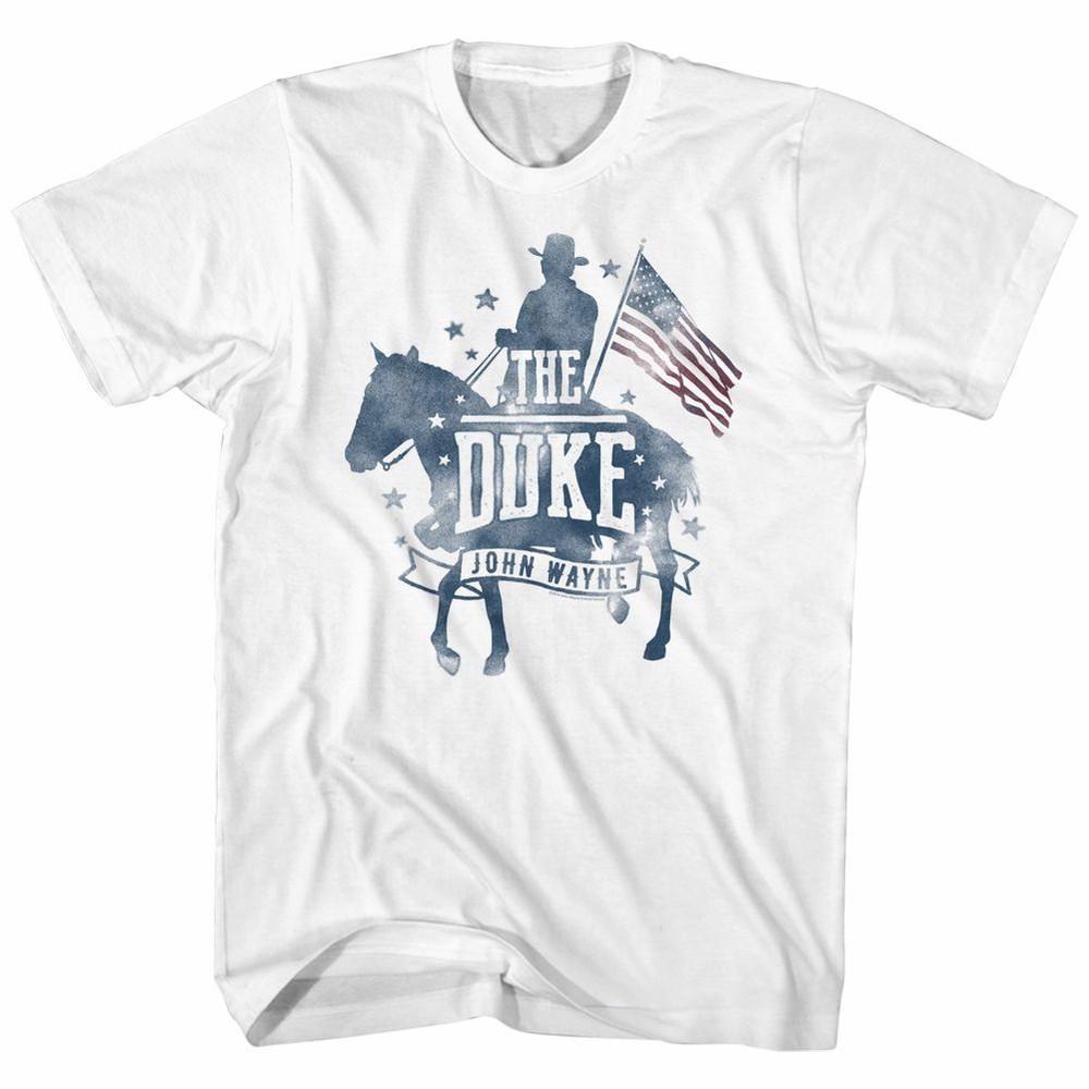 

John Wayne Patriotic Silhouette White Adult T-Shirt 2XL
