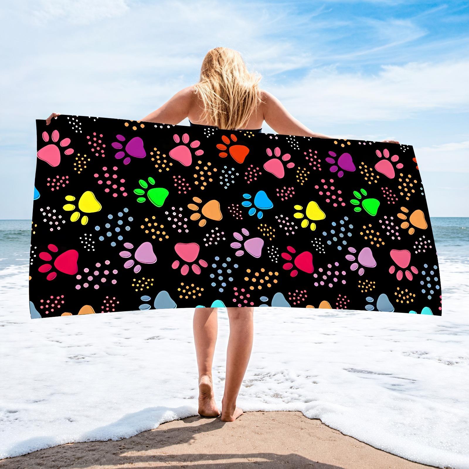 

Colorful Striped Palm Tree Beach Towel Polyester Quick Dry Sand Free Bath Towel Tropical Hawaiian Blanket for Summer Seaside W30*H60(CM)