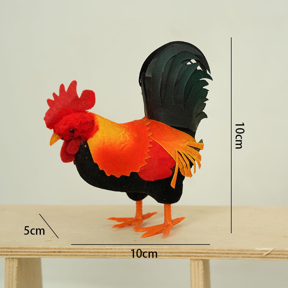 Porcelain Hen and Rooster Feather Ornament for Display and Photography Prop