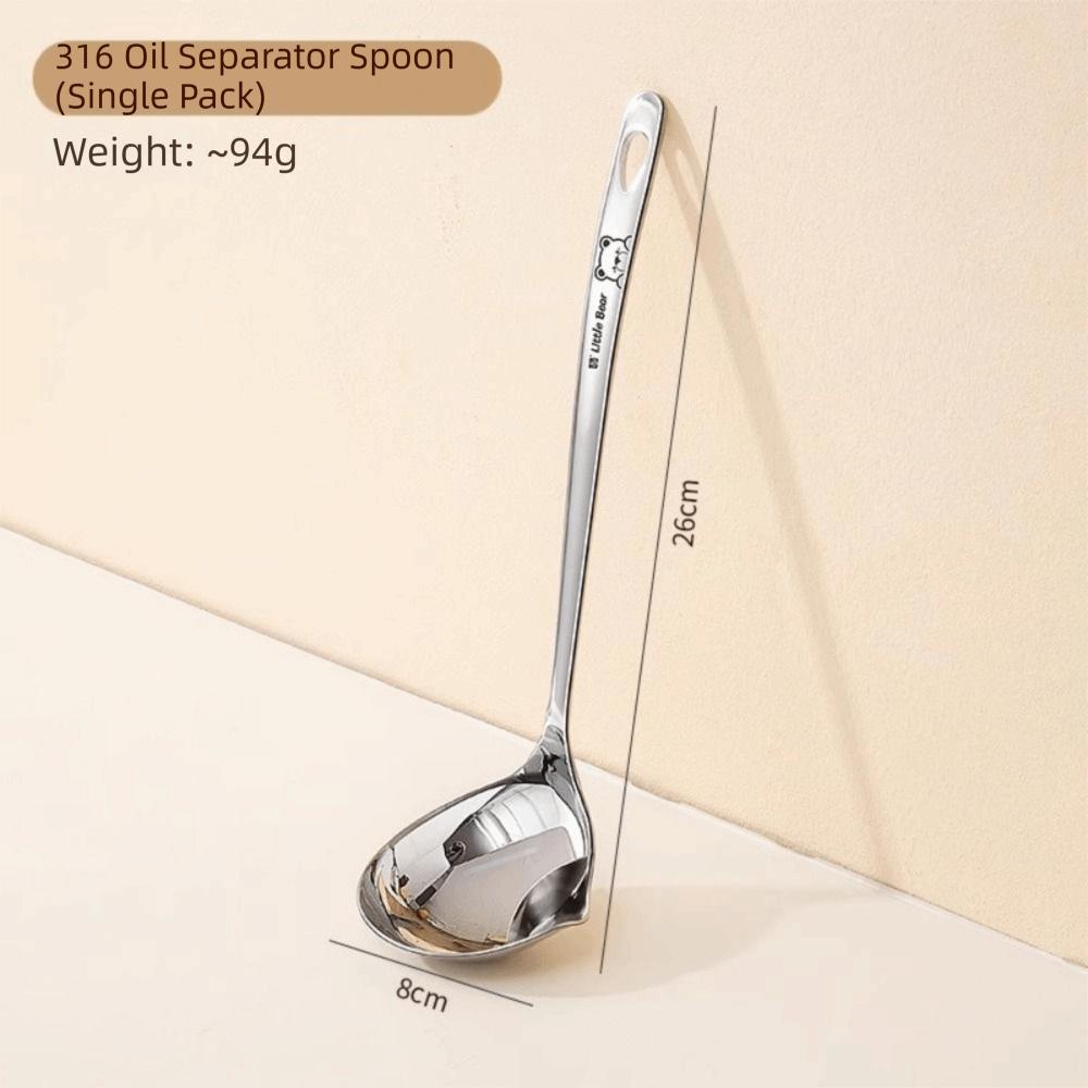 316 Stainless Steel Long Handled Soup Spoon Silver High Temperature Resistance Slotted Spoon Easy To Clean Large Capacity