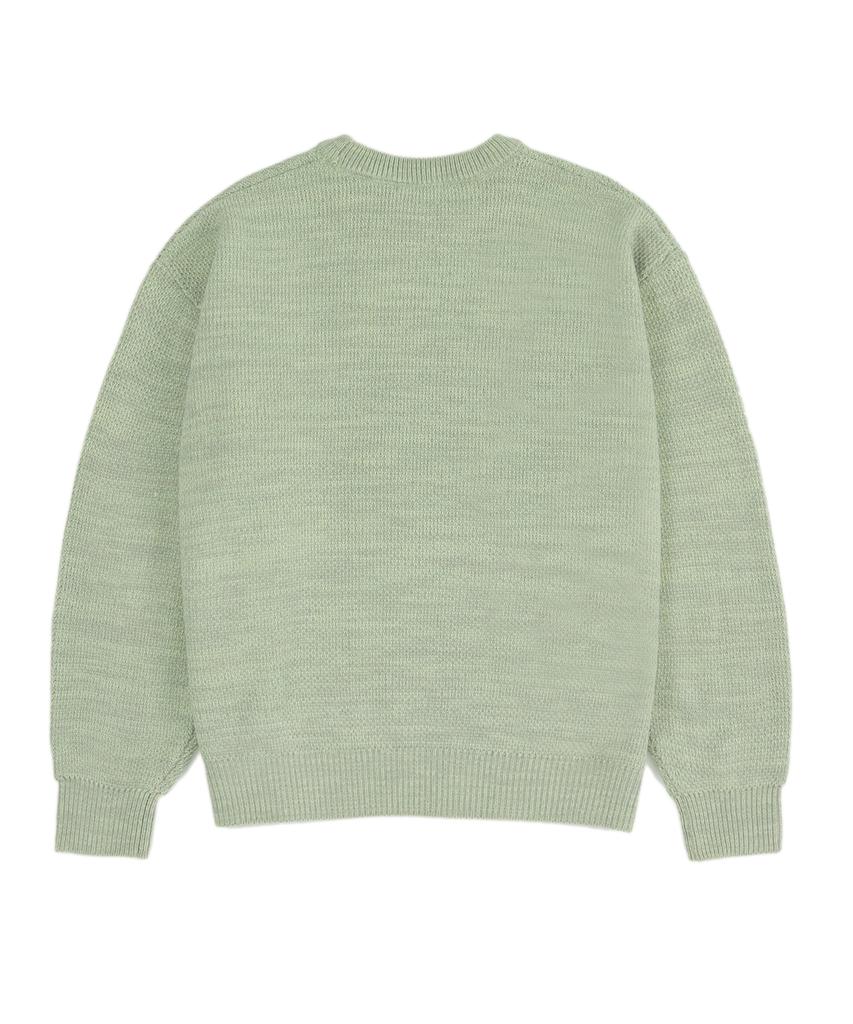 DRAW FIT Oversized Mixed Pullover Knit [Sage Green]