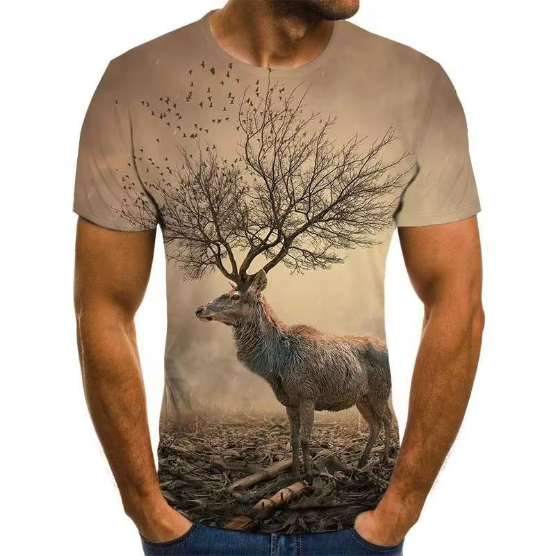 3D Printing Birds Men's T-Shirt O-neck Casual Pullover Streetwear Top Tee Outdoor Short Sleeve Sportshirt Oversized Clothing