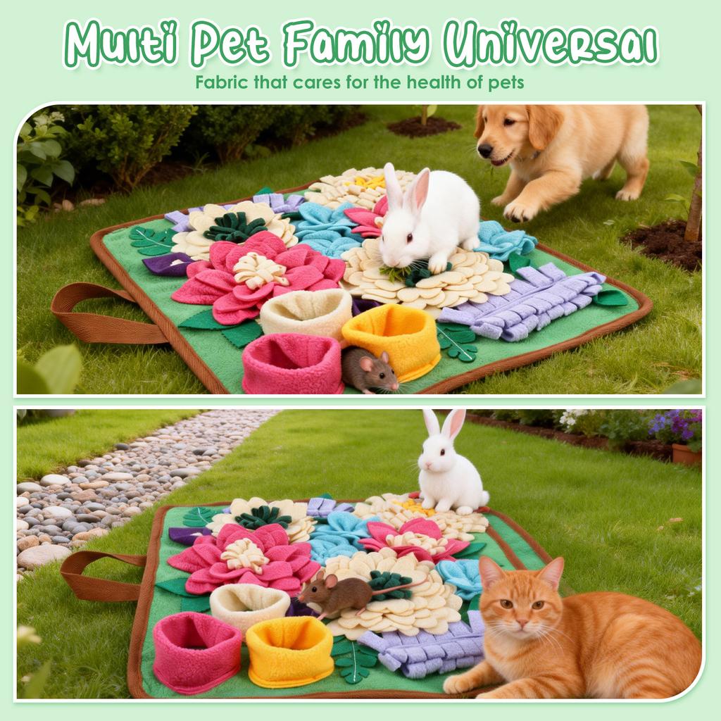Pet Snuffle Mat Polyester Skin Friendly and Soft Dog Snuffle Toy with Handle Non Slip Pet Slow Feeding Mat Pet Supplies 39x34 CM