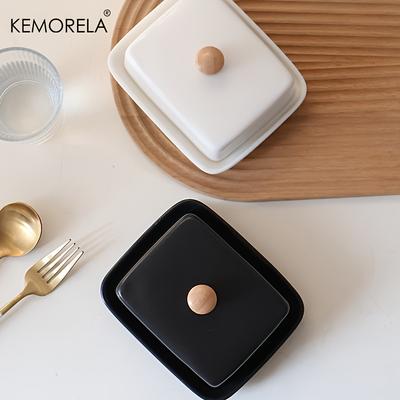 Burriera Ceramica con Coperchio Rettangolare Scatola Ermetica per Formaggio di Alta Gamma ed Elegante per Cucina & Ristorante ome