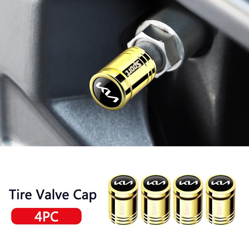 Set of 4 Alloy Car Logo Wheels Tire Valve Dust Covers Tire Stem Covers for Kia Rio Soul Seltos Forte K5 K3 Niro Sorento Stinger VG4