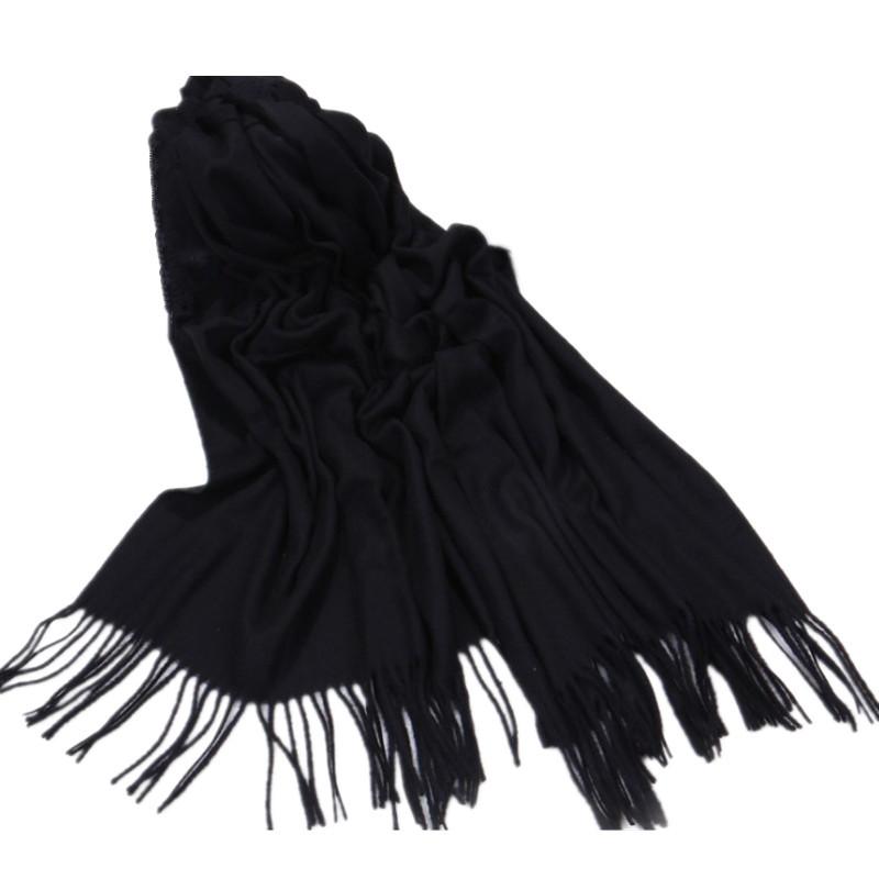 Warm Tassel Shawl Autumn and Winter Solid Color Cashmere Scarf Winter Solid Color Wool Scarf for Men and Women