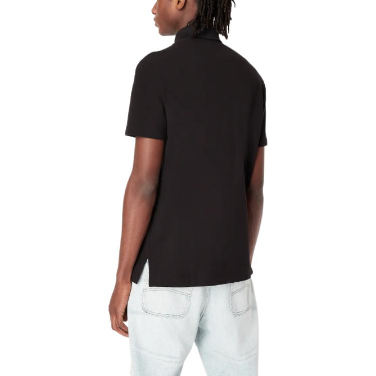 Armani Exchange SS23 Solid Logo Print Button Short Sleeve Polo Shirt Men Tops Black 3RZFAA-ZJ84Z-1200