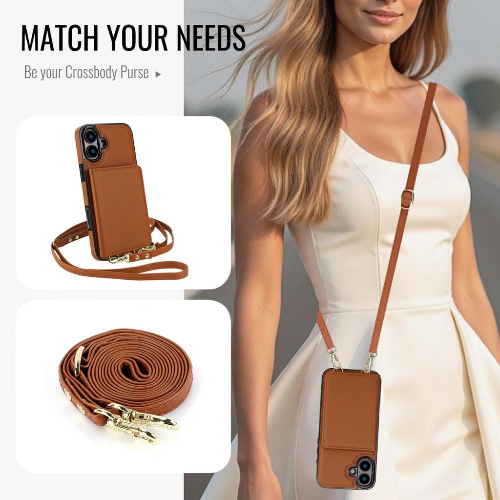 For iPhone 7 - 16 Series! 7 - Color PU Leather Multifunctional Phone Case with Card Slots, Wrist Strap, Lanyard & Kickstand
