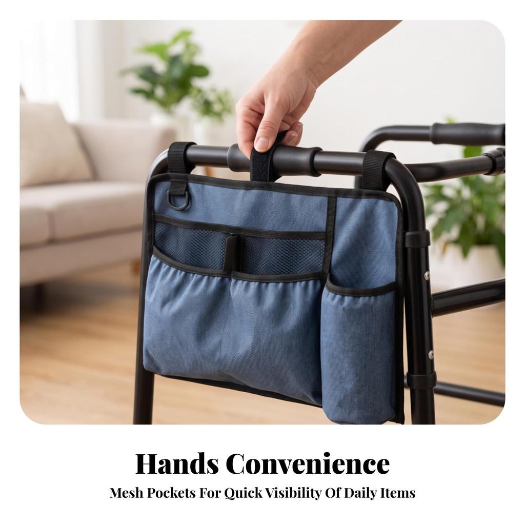 Mobility Aid Bag Robust Organizer Adjustable for Wheelchair