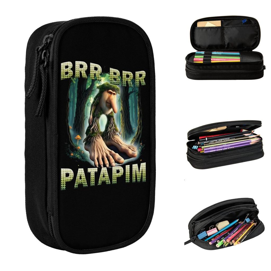 Brr Brr Patapim Funny Italian Brainrot Meme Pencil Case Pencilcases Pen for Girl Boy Large Storage Bags School Gift Stationery