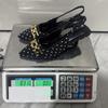 Work Hot Sandals For Women Beaded High Heel Slingback Pointed Toe Slip Stilettos Ankle Strap Adjustable Leather Style Shoes