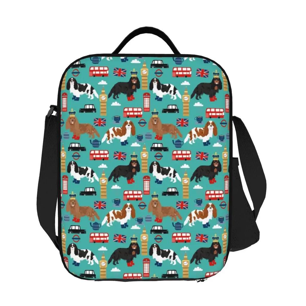 Cavalier King Charles Spaniel W Londynie Przenośny Lunchbox Szczelny Torba Termiczna Chłodząca na Jedzenie Izolowana Torba na Lunch Praca Biurowa