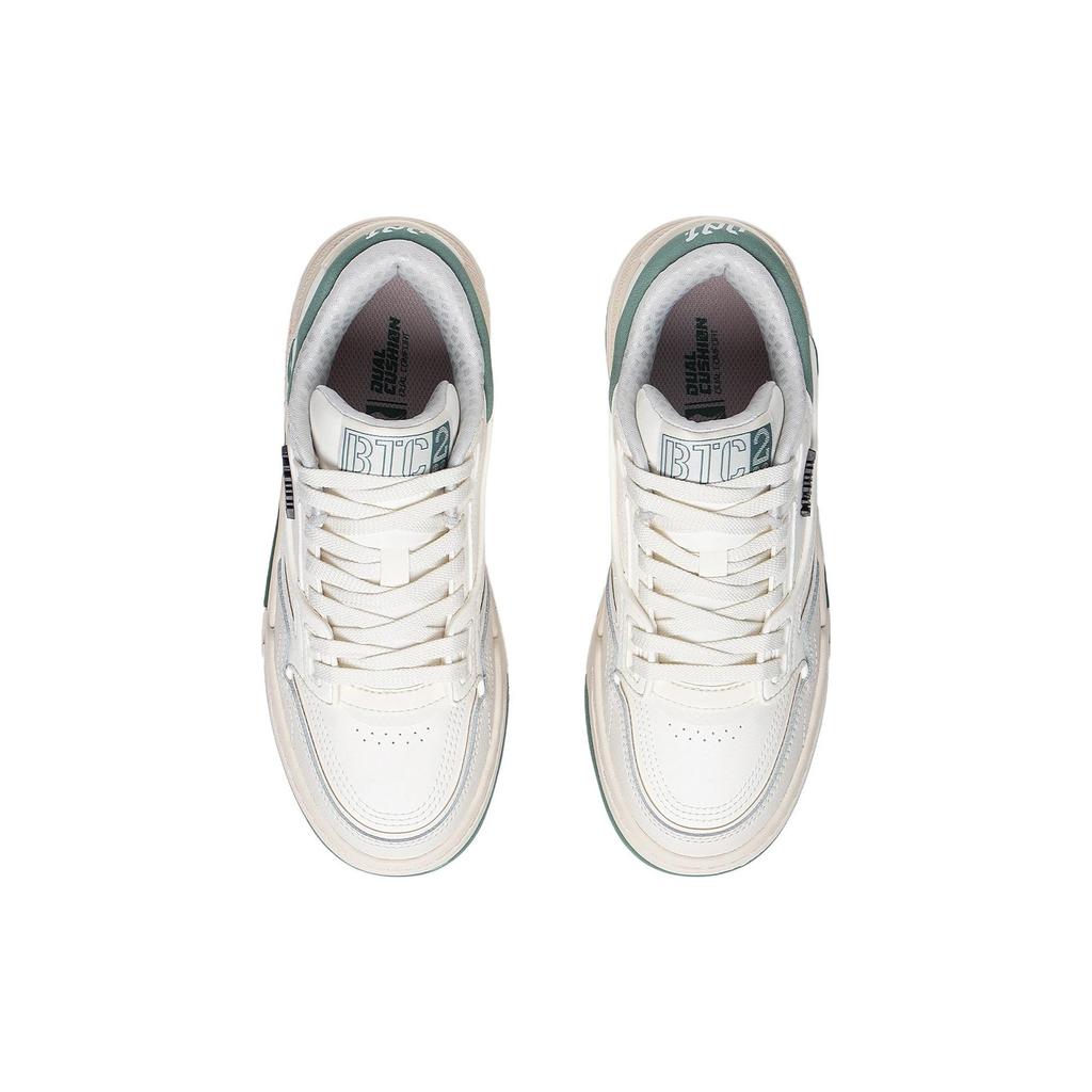 Li Ning 001 BTC Slijtvast Ademend Lage top Skateboard Schoenen Dames Wit Groen AGCT008-1