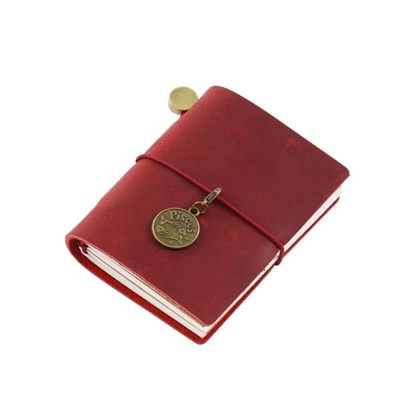 Fromthenon Traveler's Notebook Mini Loose-leaf Notebook Top Layer Leather Pocket Planner Notebooks for Students Stationery