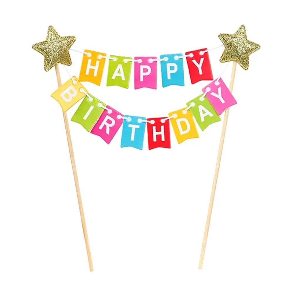 Cute Cake Banner Colorful Happy Birthday Cake Decor Pennant Cake Topper  Baby Shower Decor