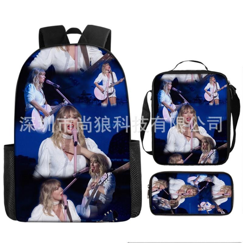 Taylor Swift Themed Kids School Backpack Set Elementary Students Oxford Fabric Breathable Lightweight With Padded Straps