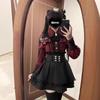 Sweetheart Meets Dark Gothic Lolita Mass-produced Girl Three-color Off-the-shoulder Shirt High-waisted Skirt Two Piece Set