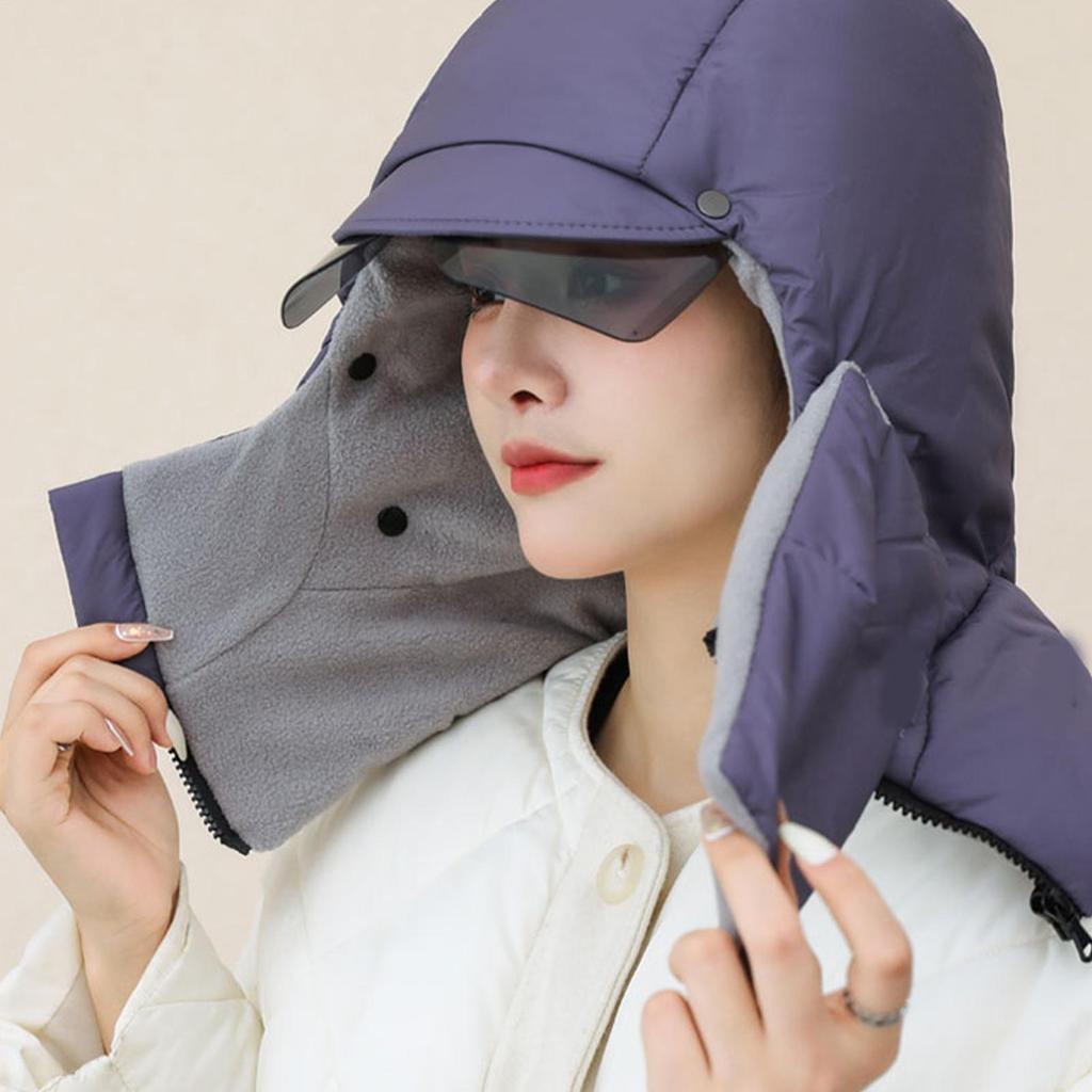Bomber Hat 4-in-1 Warm Hat Russian Cap With Hood Earflap Goggles For Men Women Winter Cold Weather Cycling Christmas