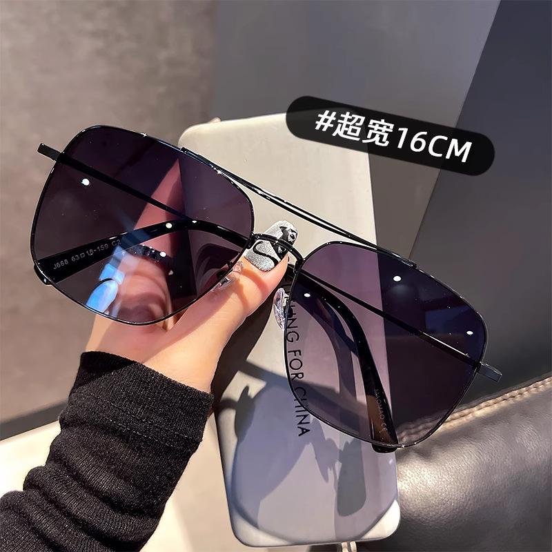 New Fashion Enlarged Double Beam Men's Cycling Sunglasses Big Face Thin Toad Glasses Ruffian Handsome Sunglasses Women